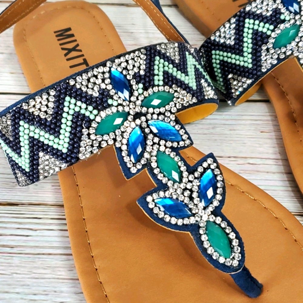 5/$30 🎀 Mixit | Boho Glam Rhinestone Summer Sandals - Picture 5 of 8